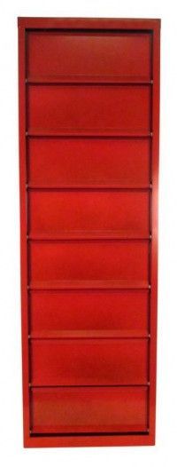 Rangement de bureau 8 tiroirs à clapets métal rouge Kazy H 135 cm - Photo n°3