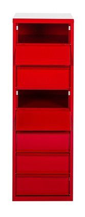 Rangement de bureau 8 tiroirs à clapets métal rouge Kazy H 135 cm - Photo n°4