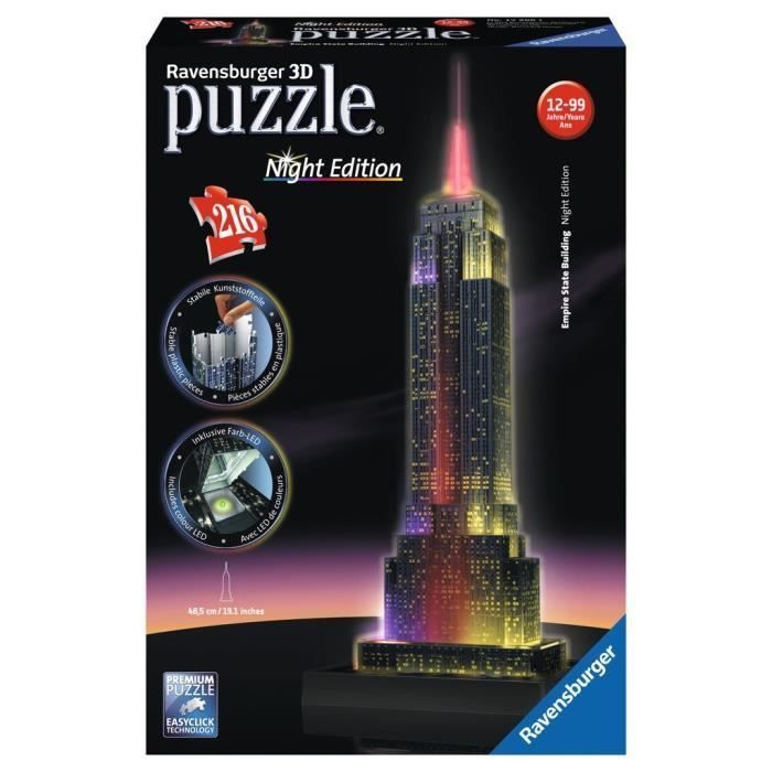 RAVENSBURGER Puzzle 3D Empire State Building Night Edition 216p - Photo n°1