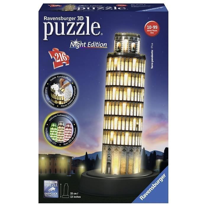 RAVENSBURGER Puzzle 3D Tour De Pise Night Edition 216 pcs - Photo n°1