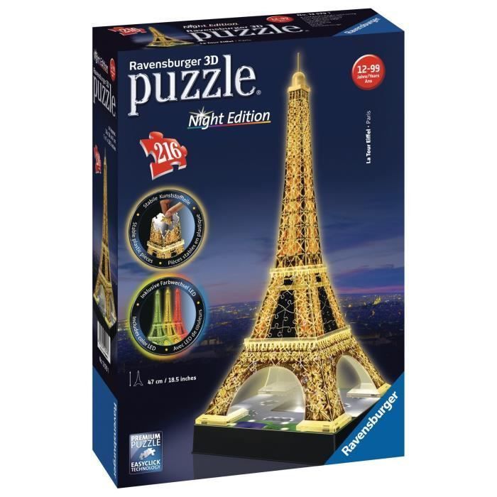 RAVENSBURGER Puzzle 3D Tour Eiffel Night Edition 216 pcs - Photo n°1