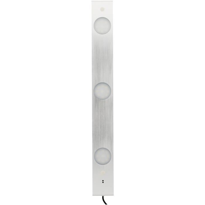 Réglette plate LED 3x 6,2W - Capteur de mouvement - 50cm - Inox brosse - Elexity - Photo n°3