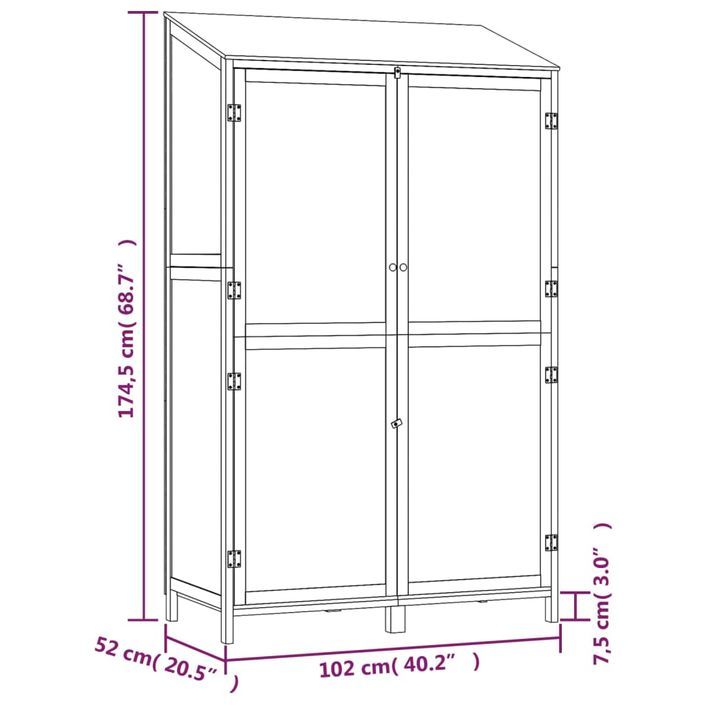 Remise de jardin 102x52x174,5 cm Bois de sapin solide - Photo n°8