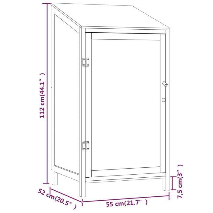 Remise de jardin Anthracite 55x52x112 cm Bois de sapin solide - Photo n°7