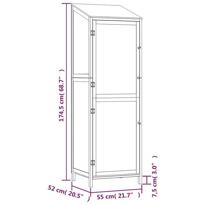 Remise de jardin Anthracite 55x52x174,5 cm Bois de sapin solide - Photo n°8