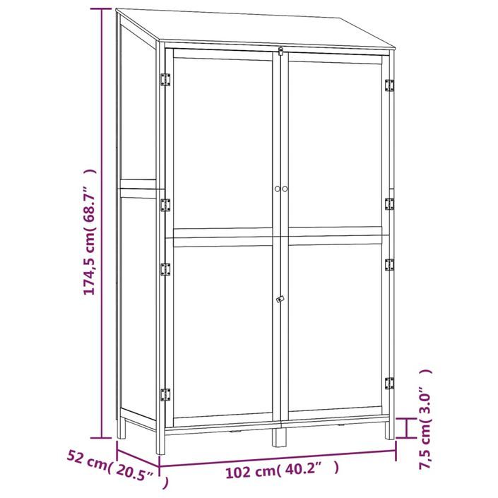 Remise de jardin Blanc 102x52x174,5 cm Bois de sapin solide - Photo n°8