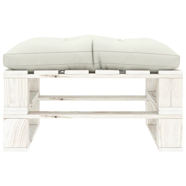 Repose-pied palette de jardin avec coussin beige Bois - Photo n°2