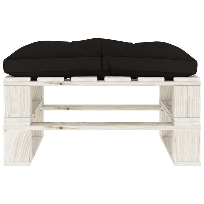 Repose-pied palette de jardin avec coussin noir Bois - Photo n°2