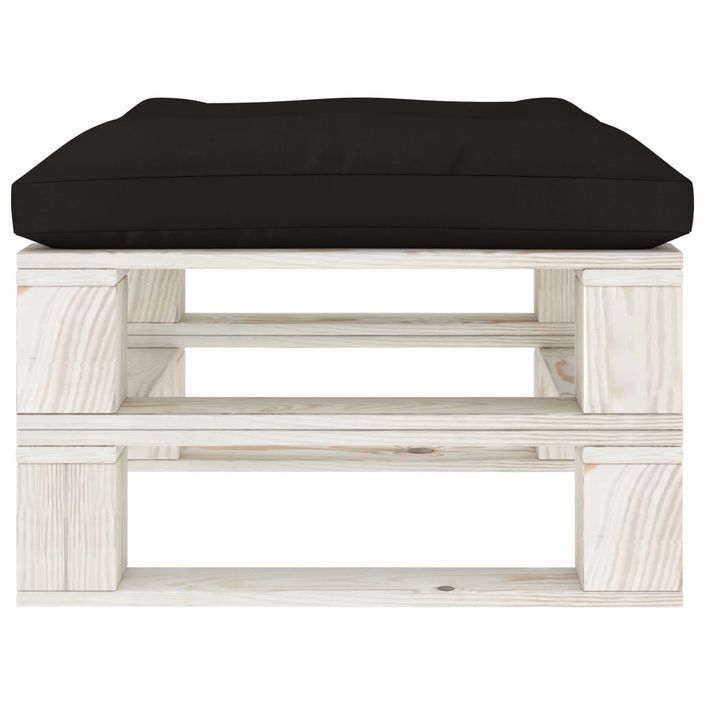 Repose-pied palette de jardin avec coussin noir Bois - Photo n°3