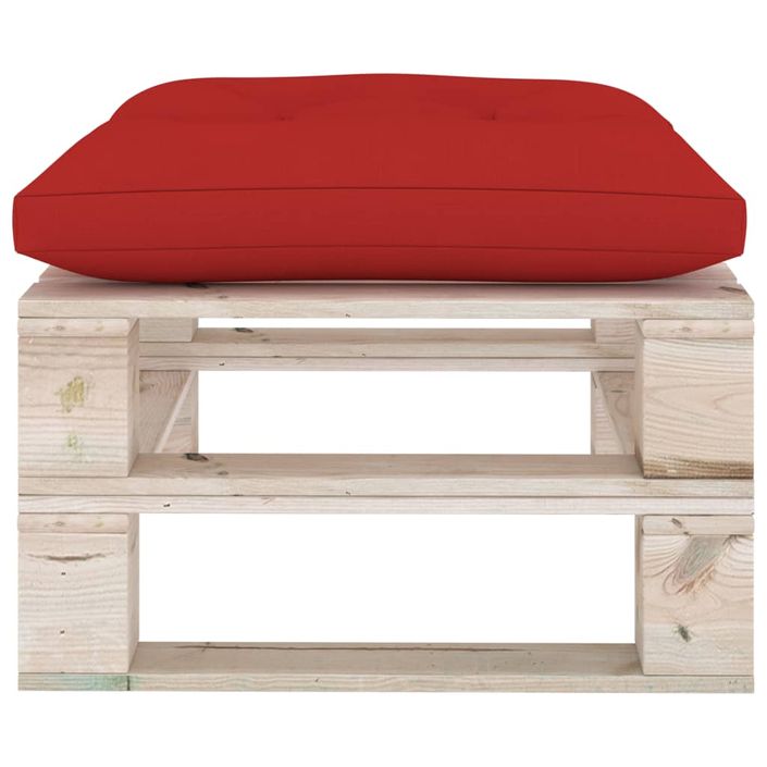 Repose-pied palette de jardin avec coussin rouge Bois de pin - Photo n°3