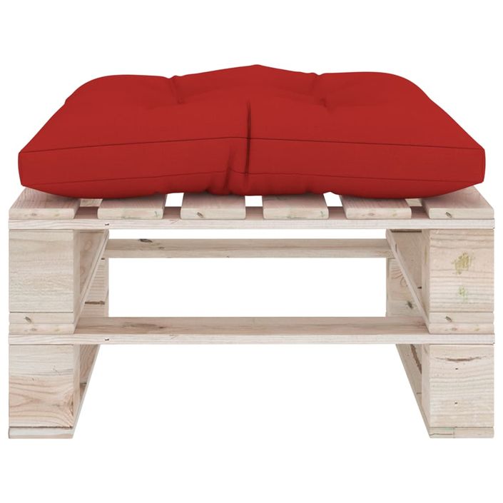 Repose-pied palette de jardin avec coussin rouge Bois de pin - Photo n°4