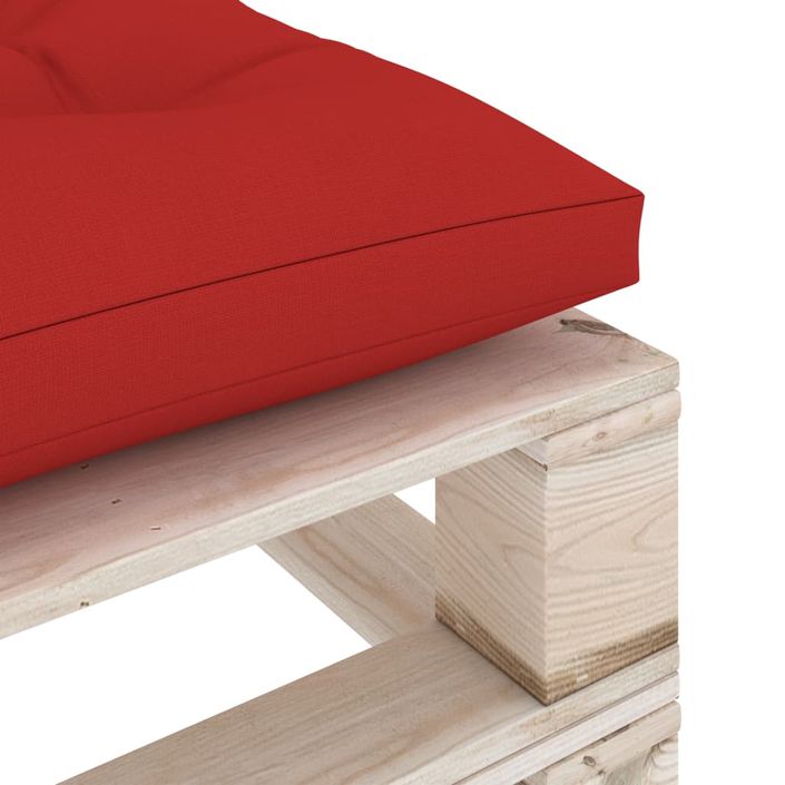 Repose-pied palette de jardin avec coussin rouge Bois de pin - Photo n°5