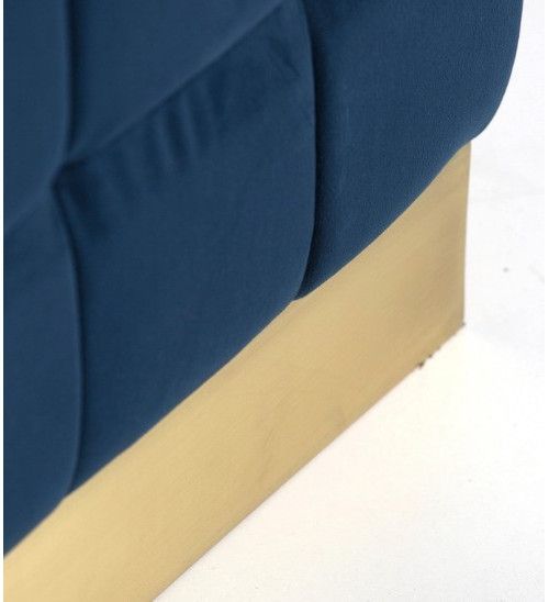 Repose pieds tissu bleu et pieds pin massif doré Coline - Photo n°2