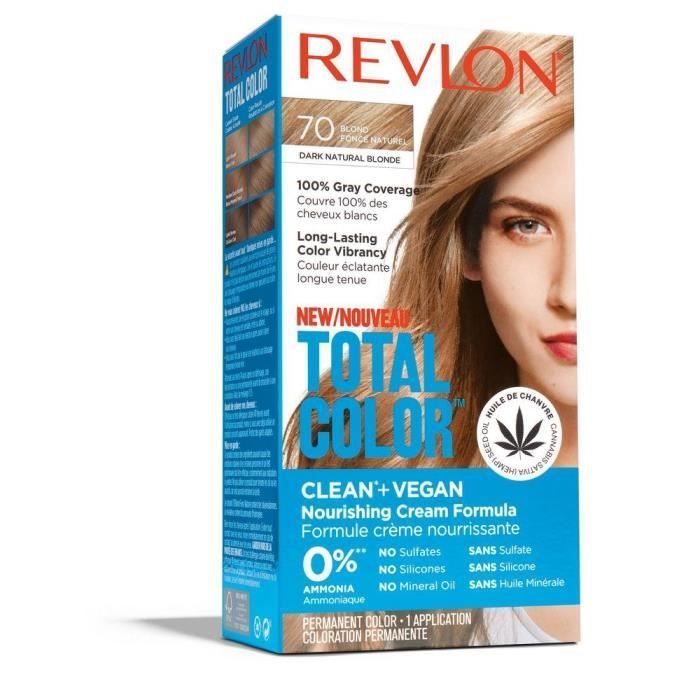 REVLON Coloration permanente - Clean & vegan - TOTAL COLOR 70 - Dark Natural Blonde - Photo n°1