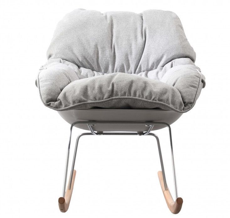 Rocking chair design tissu gris et bois clair Relaxo - Photo n°2