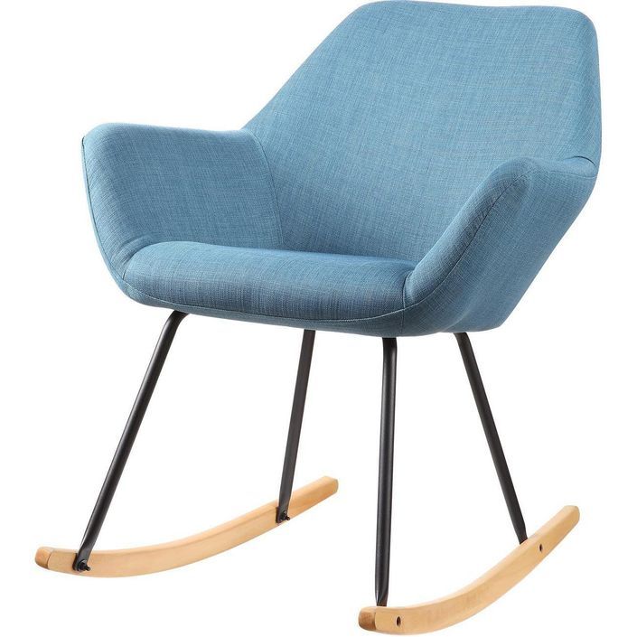 Rocking chair tissu bleu Nartha - Photo n°2