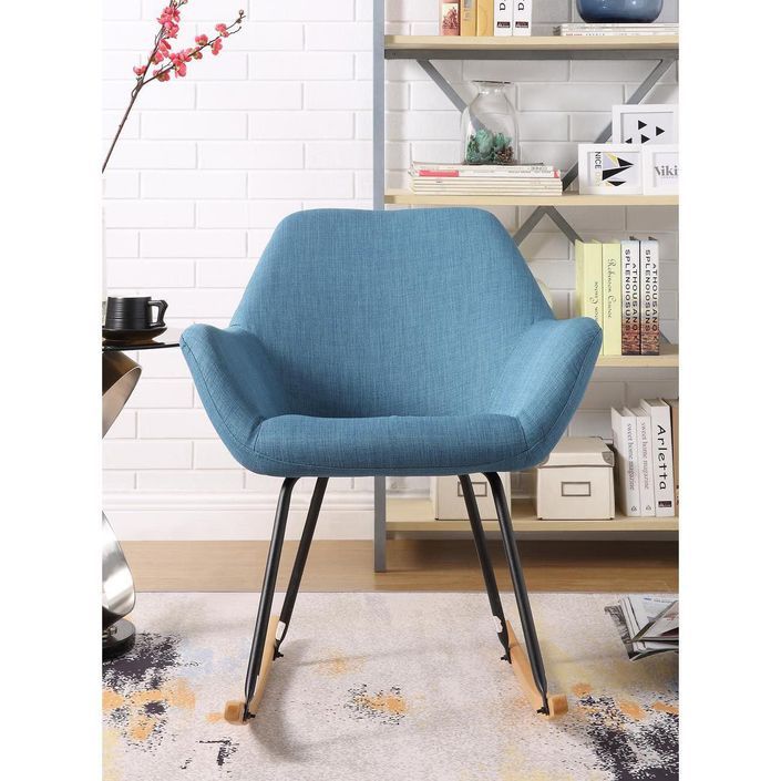 Rocking chair tissu bleu Nartha - Photo n°5