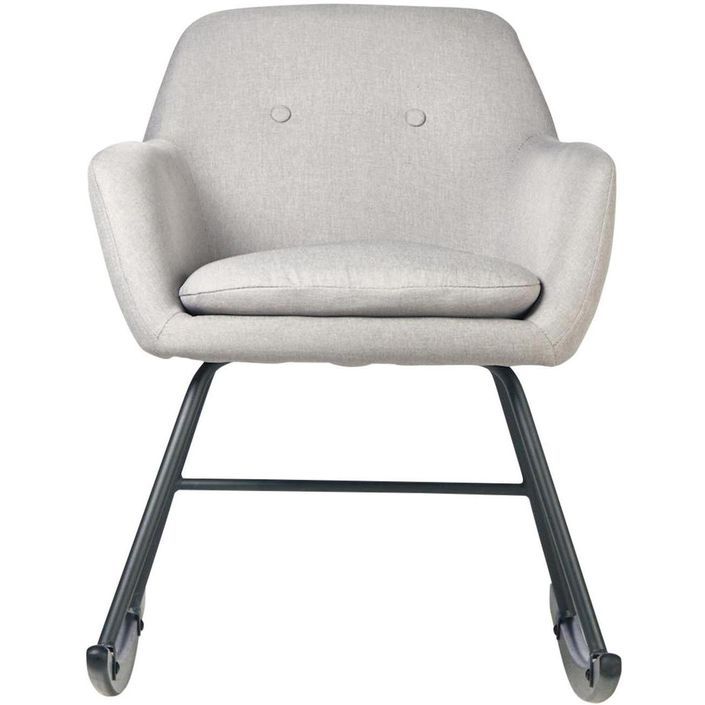 Rocking chair tissu gris clair et pieds métal noir Ohny - Photo n°2