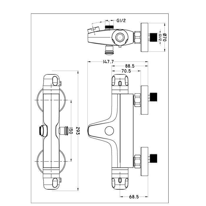 ROUSSEAU Robinet mitigeur thermostatique baignoire et douche Volga 2 - Photo n°2