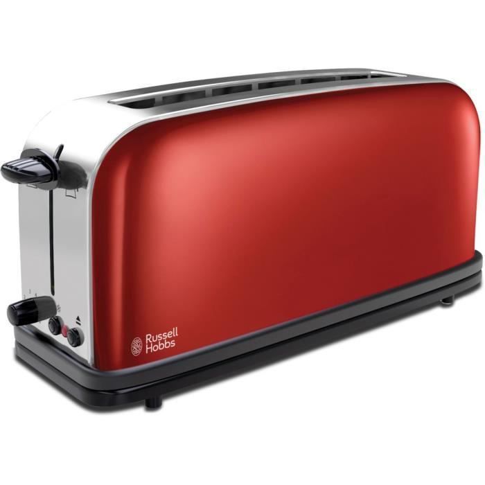 Russell Hobbs 21391-56 Toaster Grille-Pain Colours, Fente Large Spécial Baguette, 6 Niveaux de Cuisson, Décongele, Réchauffe - Rouge - Photo n°1