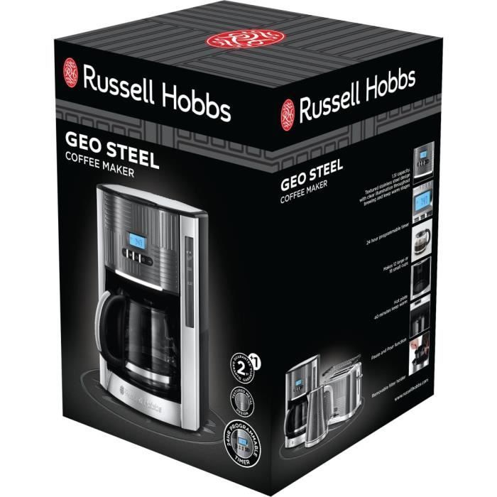 Russell Hobbs 25270-56 Machine a Café, Cafetiere Filtre Programmable Geo Steel 1,5L, Maintien au Chaud, Illumination Claire - Photo n°4