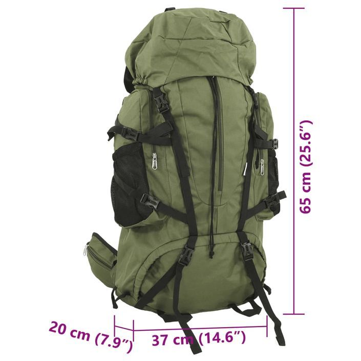 Sac à dos de randonnée vert armée 60 L tissu oxford - Photo n°8