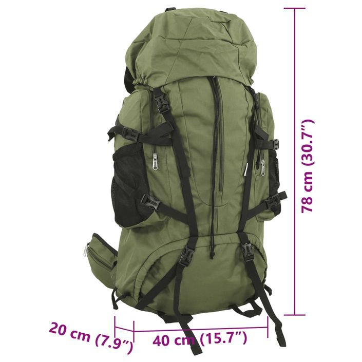 Sac à dos de randonnée vert armée 80 L tissu oxford - Photo n°8