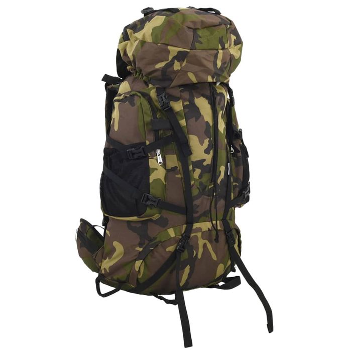 Sac à dos de randonnée vert camouflage 60 L tissu oxford - Photo n°1