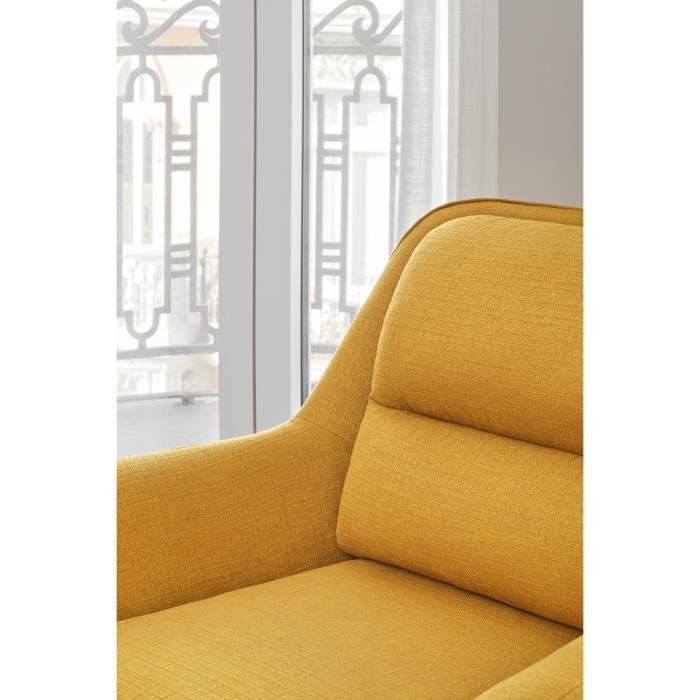 Fauteuil Pieds métal - Tissu jaune moutarde - L 91 x P 85 x H 80 cm - Photo n°6