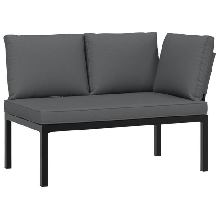 Salon de jardin 2 pcs avec coussins noir aluminium - Photo n°3