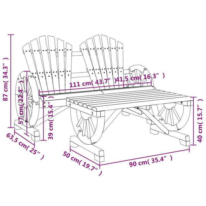 Salon de jardin 2 pcs bois de sapin massif - Photo n°8