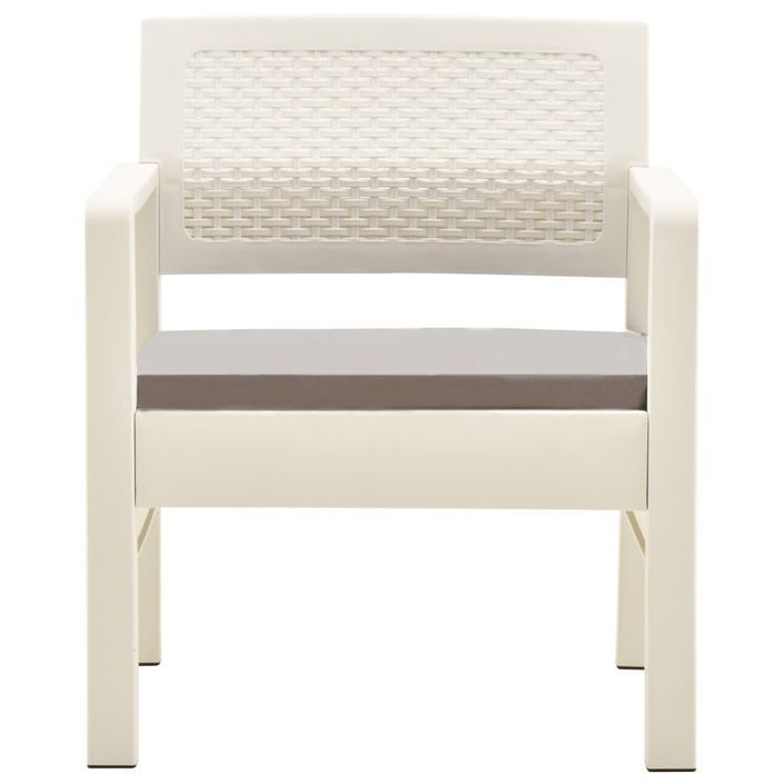 Salon de jardin 3 pcs avec coussins Plastique Blanc - Photo n°4