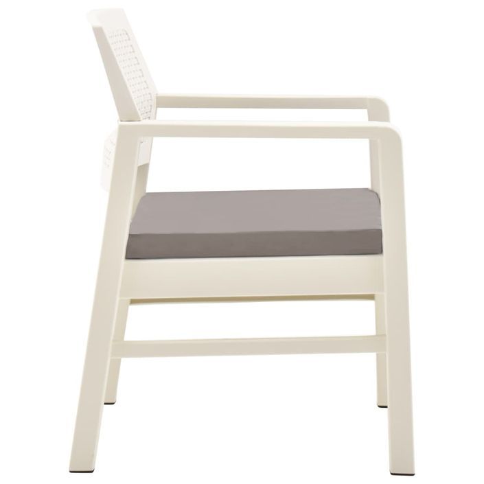 Salon de jardin 3 pcs avec coussins Plastique Blanc - Photo n°5