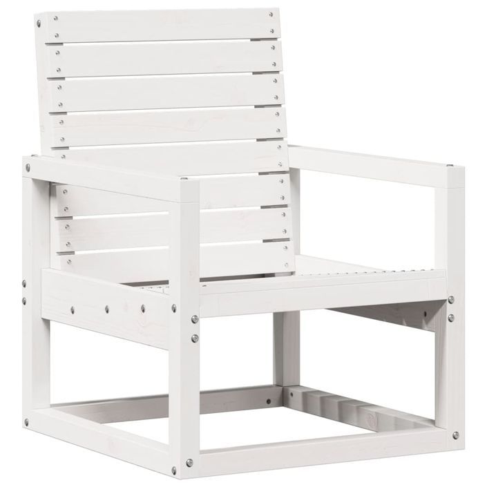 Salon de jardin 3 pcs blanc bois massif de pin - Photo n°4