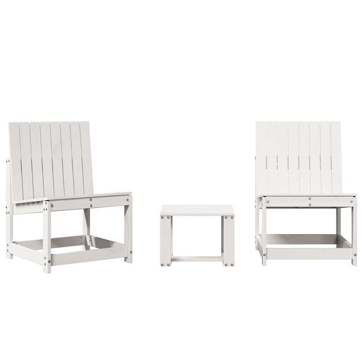 Salon de jardin 3 pcs blanc bois massif de pin - Photo n°2