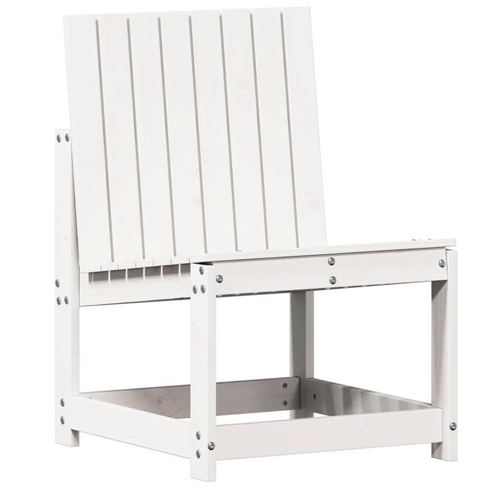 Salon de jardin 3 pcs blanc bois massif de pin - Photo n°4