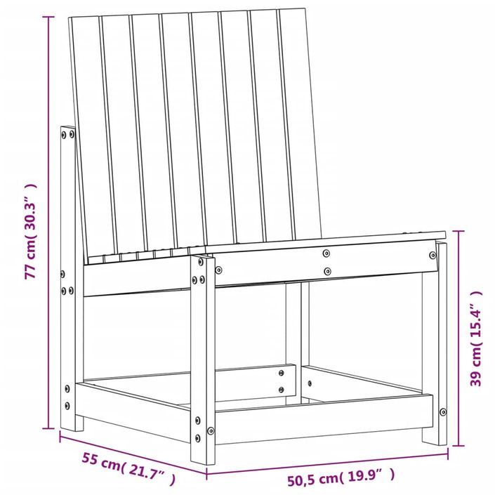 Salon de jardin 3 pcs blanc bois massif de pin - Photo n°10