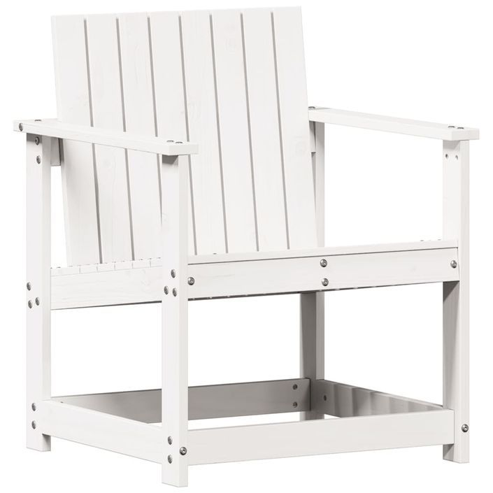 Salon de jardin 3 pcs blanc bois massif de pin - Photo n°4