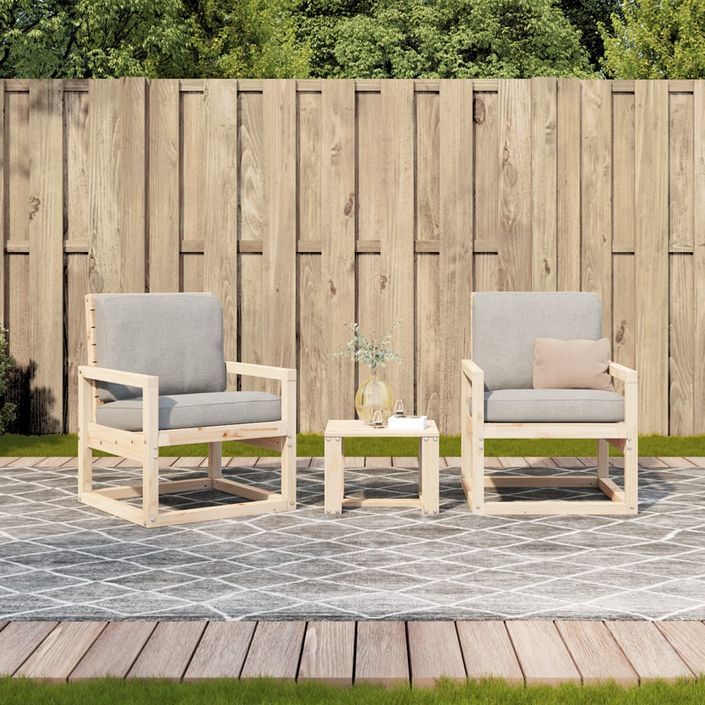 Salon de jardin 3 pcs bois massif de pin - Photo n°3