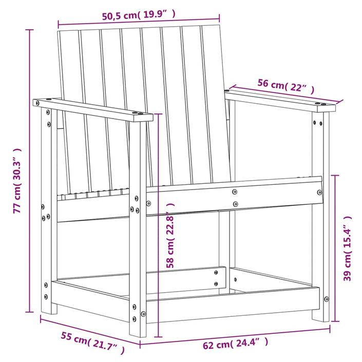 Salon de jardin 3 pcs bois massif de pin - Photo n°10