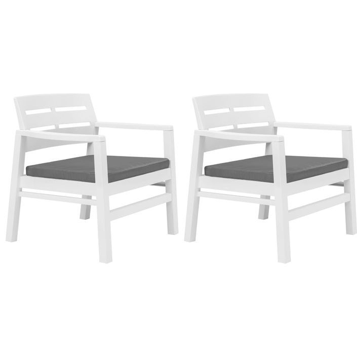 Salon de jardin 3 pcs Plastique Blanc 3 - Photo n°2