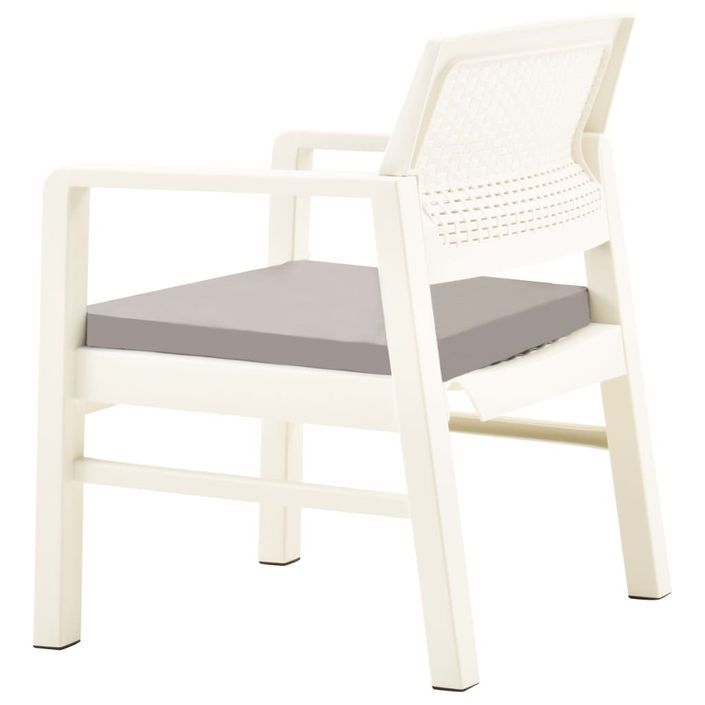 Salon de jardin 3 pcs Plastique Blanc 2 - Photo n°5