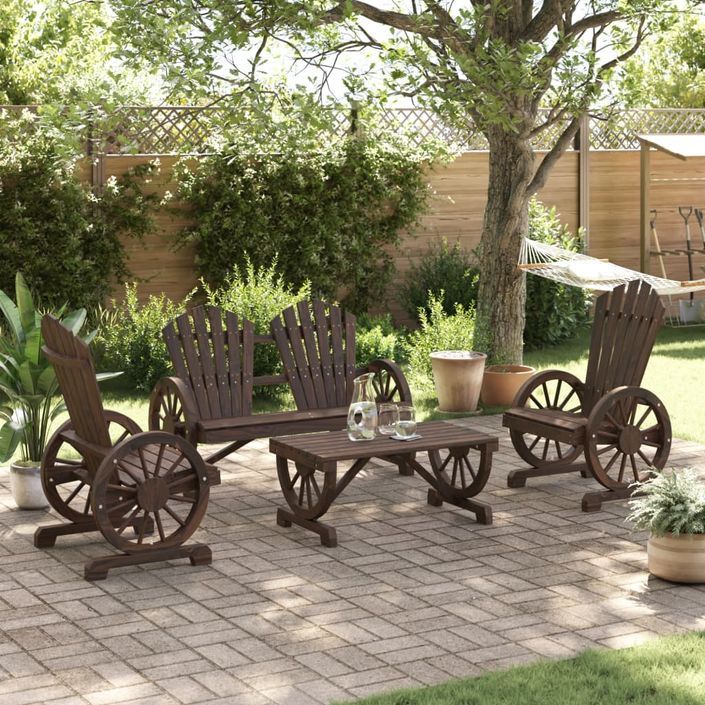 Salon de jardin 4 pcs bois de sapin massif - Photo n°3