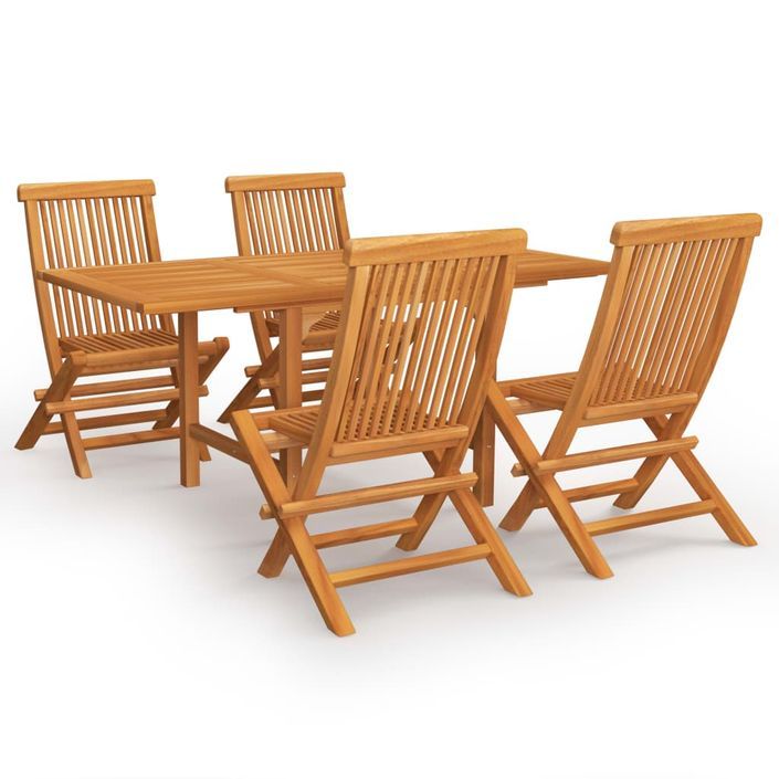 Salon de jardin 5 pcs Bois de teck massif 9 - Photo n°1