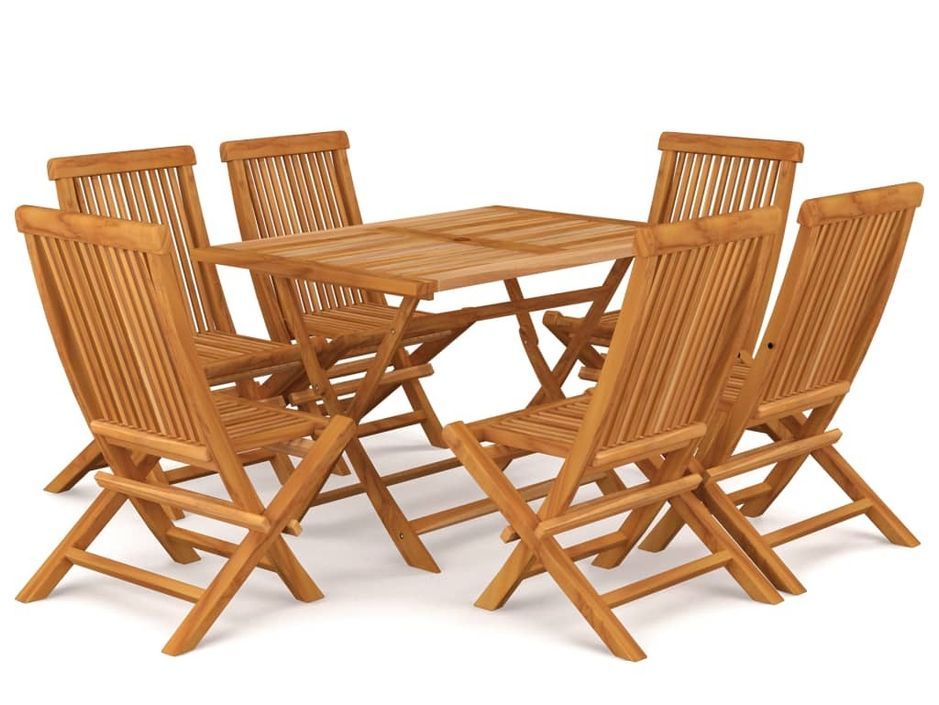 Salon de jardin 7 pcs Bois de teck massif 13 - Photo n°1