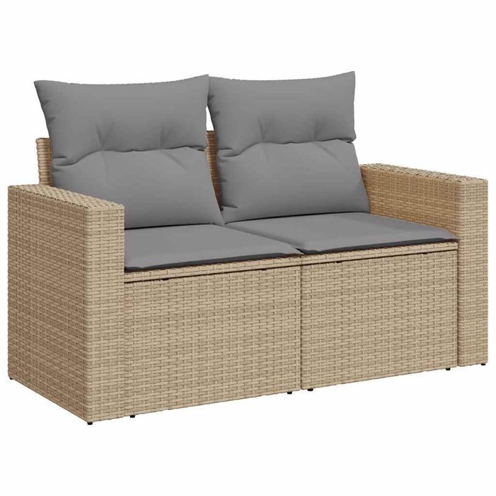 Salon de jardin avec coussins 4 pcs beige résine tressée - Photo n°4