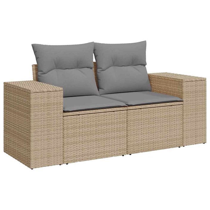 Salon de jardin avec coussins 4 pcs beige résine tressée - Photo n°4