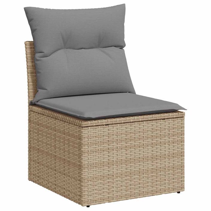 Salon de jardin avec coussins 4 pcs beige résine tressée acacia - Photo n°4