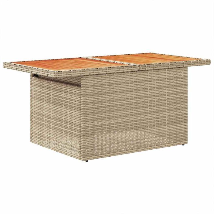 Salon de jardin avec coussins 4 pcs beige résine tressée acacia - Photo n°6