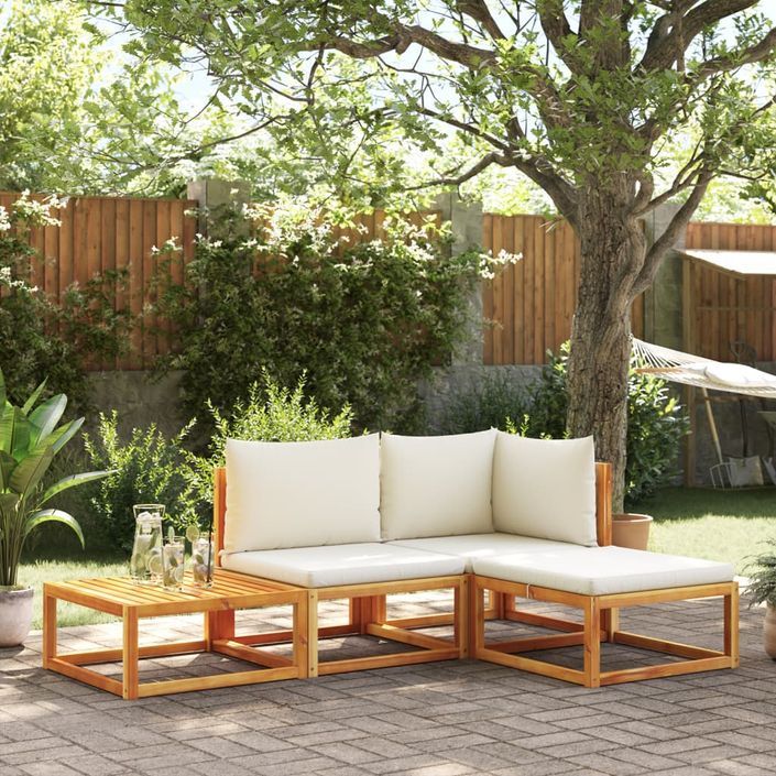 Salon de jardin avec coussins 4 pcs bois d'acacia massif - Photo n°1